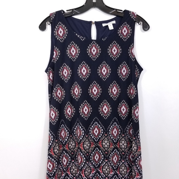 Dana Buchman Sheath Dress Blue Beige Print Small - Picture 2 of 8